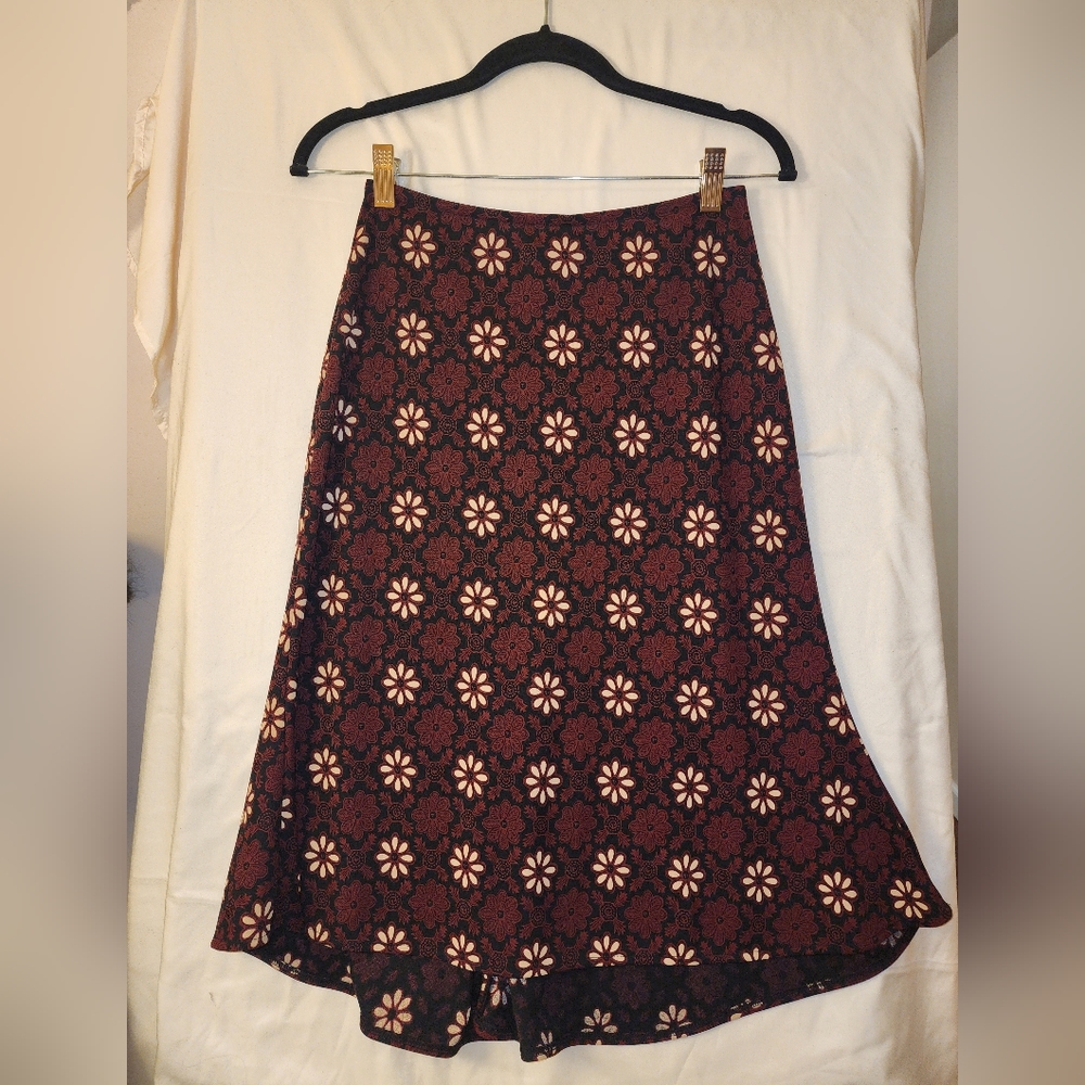 Nine West Floral Maroon/Cream Dress Skirt / Size XS